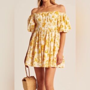 Abercrombie & Fitch Floral Off the Shoulder Puff Sleeve Mini Dress Size M